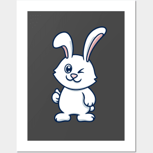 Cute Rabbit Giving Thumb Up Posters and Art